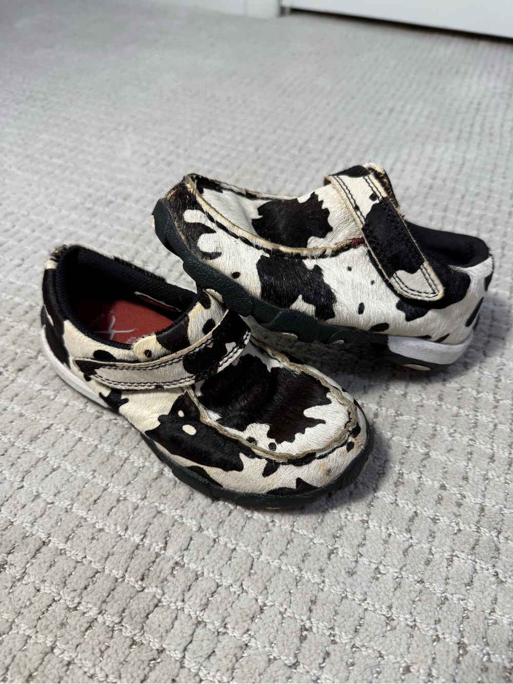 Twisted X Kids Cowprint Moccasin Slip-Ons - Black & White